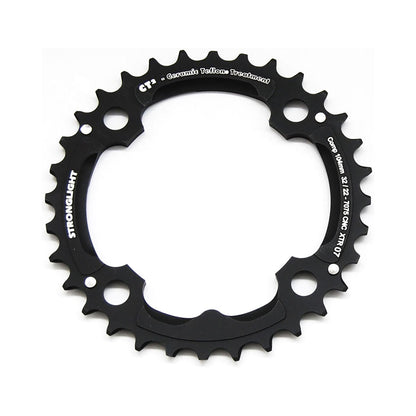 Corona intermedia STRONGLIGHT CT² SHIMANO XTR M970 9 velocità, 4 fori, 104 mm — vista della corona su sfondo bianco