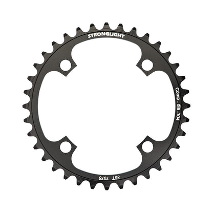 Corona monocorona STRONGLIGHT in alluminio 7075 DH 8/9 velocità, 4 fori, 104 mm — vista della corona su sfondo bianco