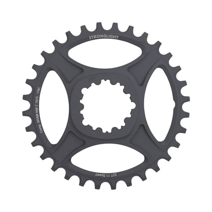 Corona monocorona STRONGLIGHT HT3 a dentatura stretta-larga 11 velocità Sram ad attacco diretto, offset 6 mm — vista della corona su sfondo bianco
