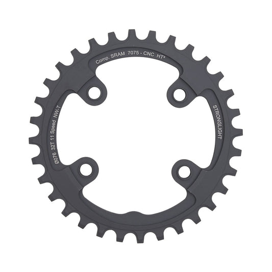 Corona monocorona STRONGLIGHT HT3 a dentatura stretta-larga Sram XX1 11 velocità, 4 fori, 76 mm — vista della corona su sfondo bianco