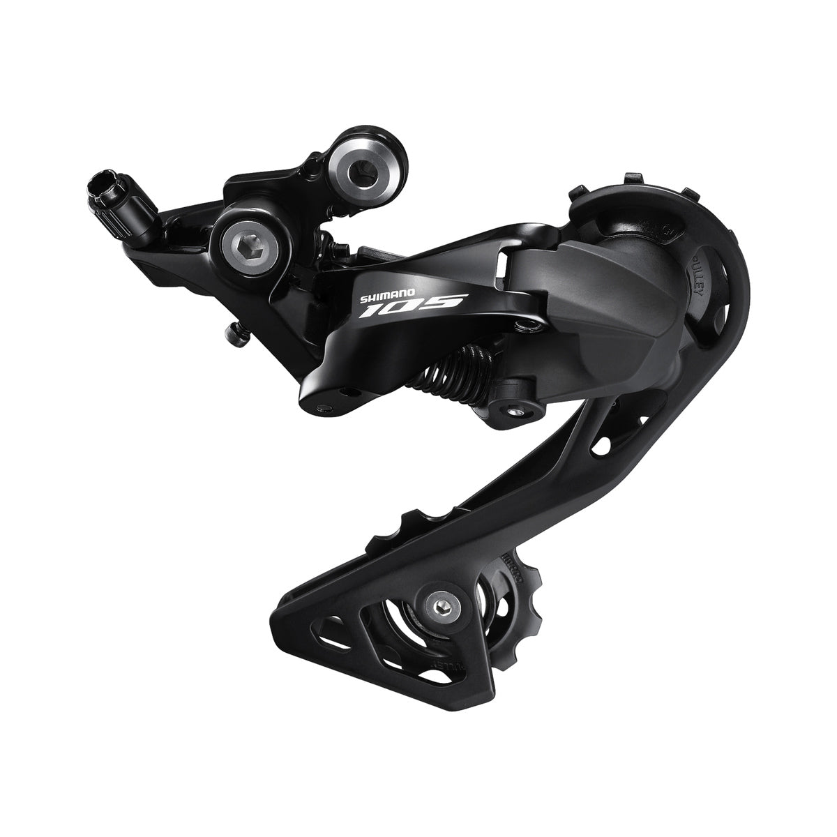 Cambio posteriore SHIMANO 105 R7000-GS 11 velocità a gabbia media, nero – vista del prodotto su sfondo bianco