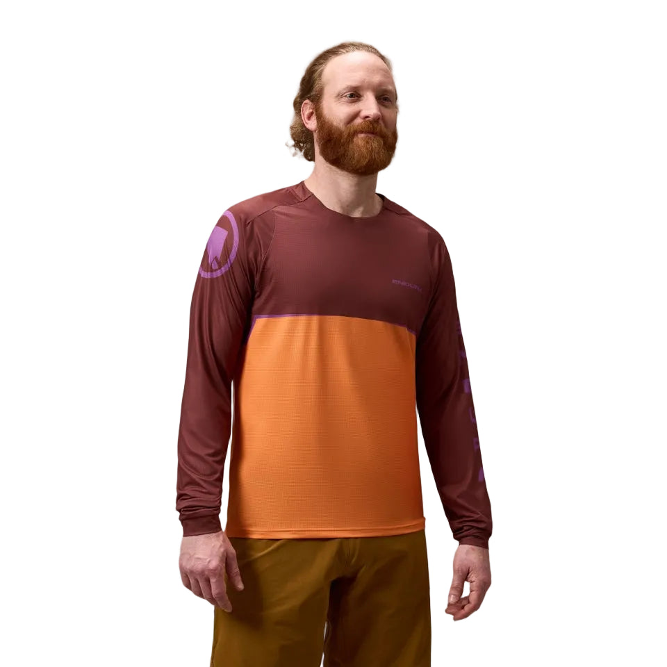 ENDURA SINGLETRACK CORE Maglia stampata a manica lunga Fine Arancione