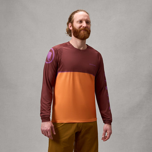 ENDURA SINGLETRACK CORE Maglia a manica lunga stampata End Orange MTB