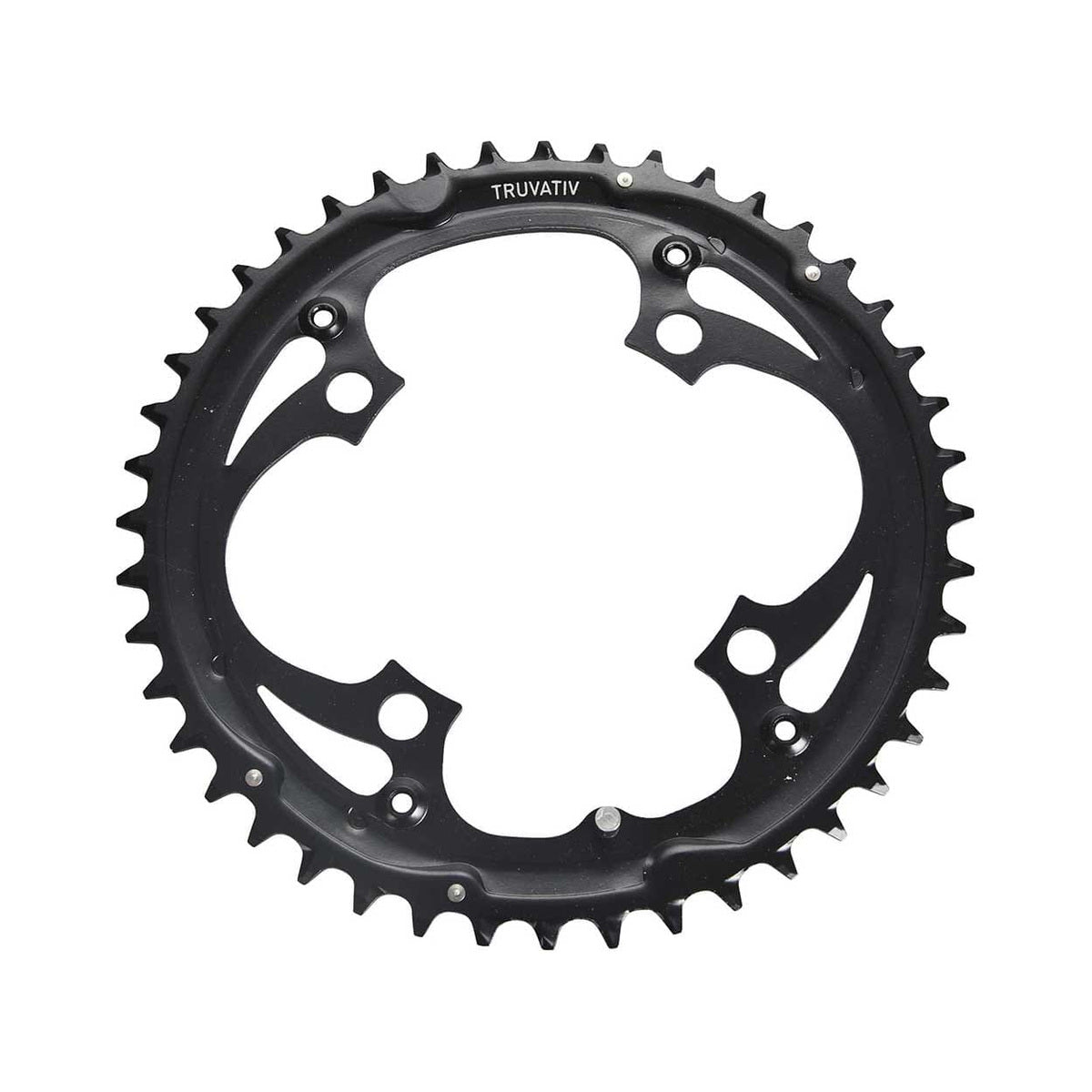 Corona esterna SRAM MTB 104BCD 9/10 velocità, 4 fori, 104 mm — vista della corona su sfondo bianco
