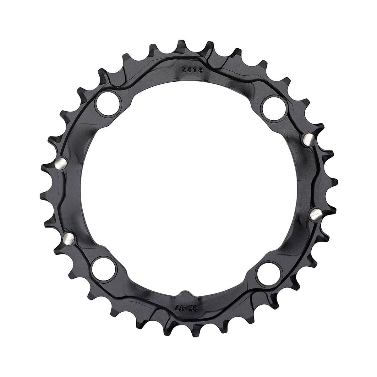 Corona intermedia TRUVATIV MTB 9 velocità a 4 fori da 104 mm — vista della corona su sfondo bianco