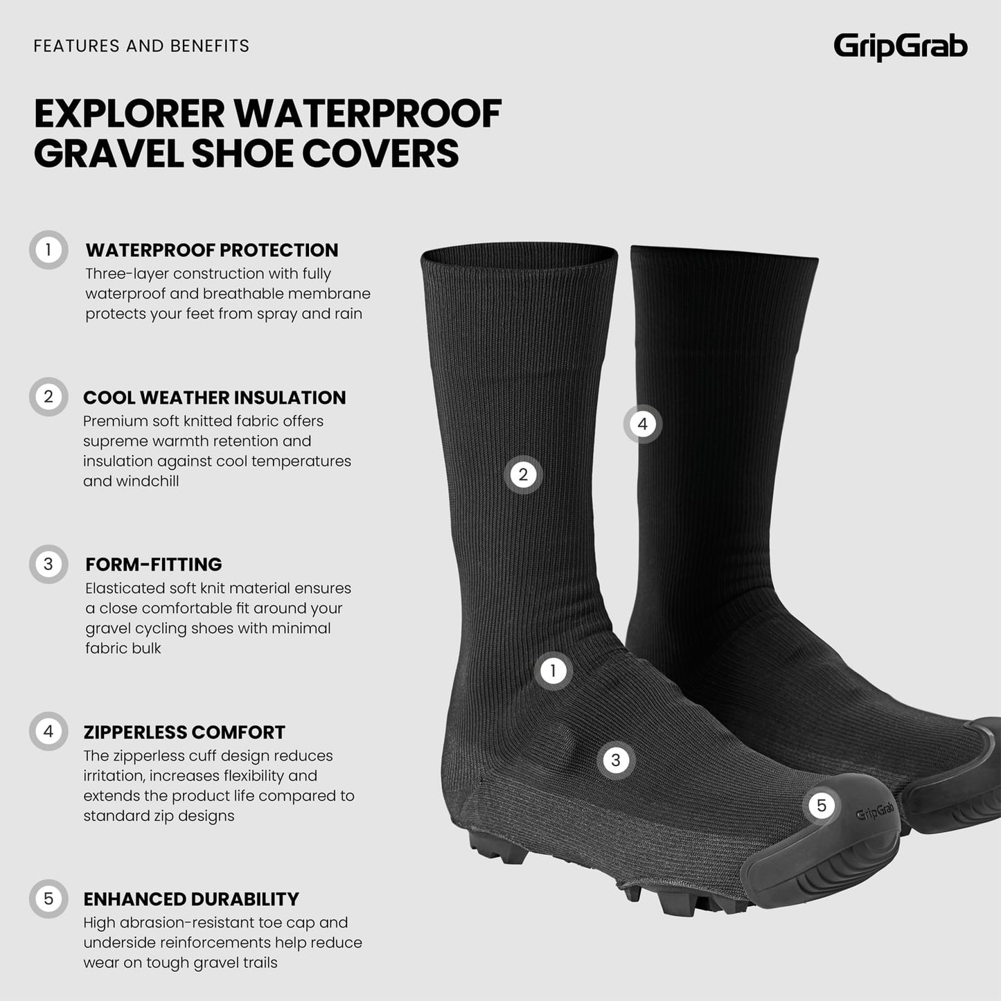 Copristivali GRIPGRAB EXPLORER WATRPROOF GRAVEL Nero