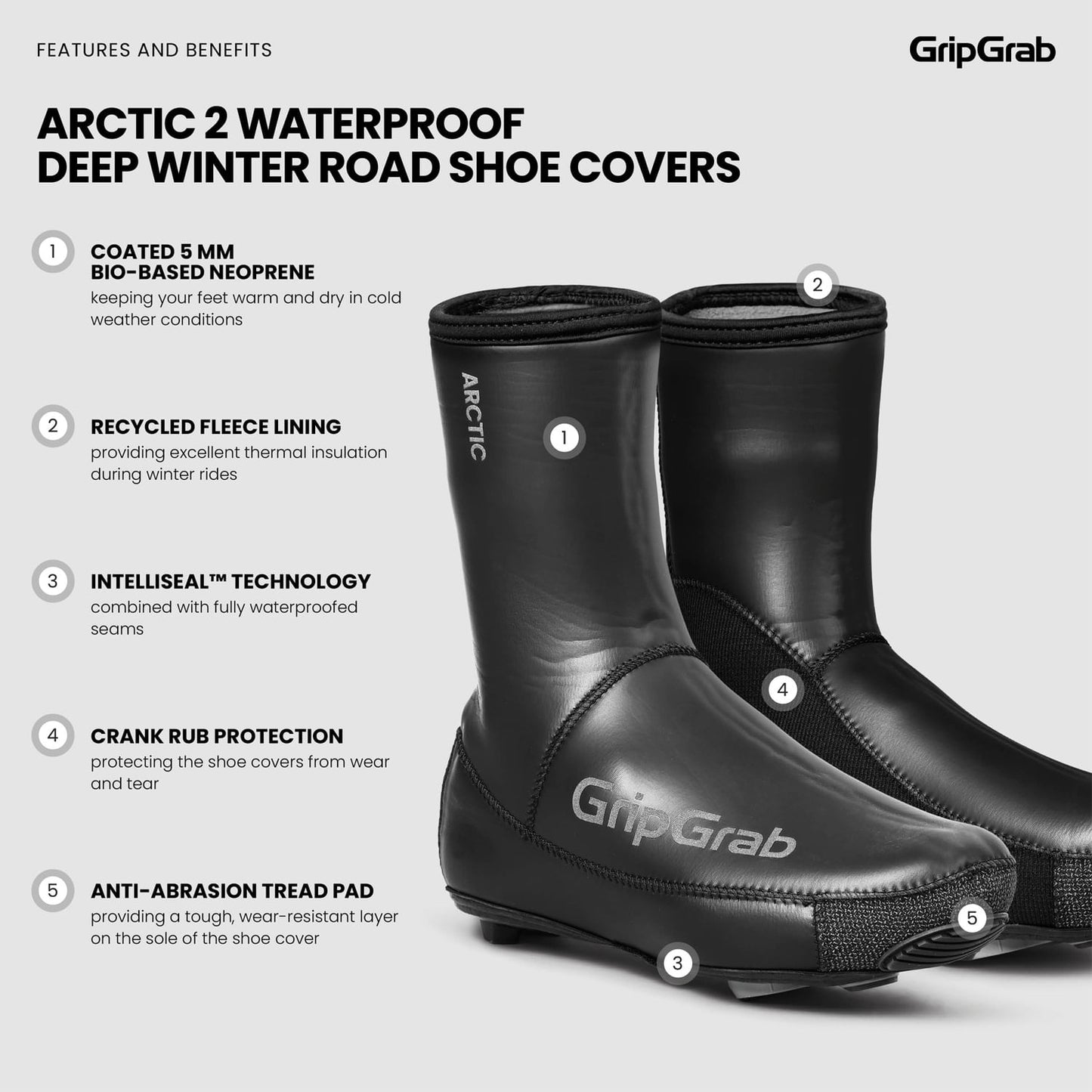 Copristivali GRIPGRAB ARTIC 2 WATERPROOF ROAD Nero