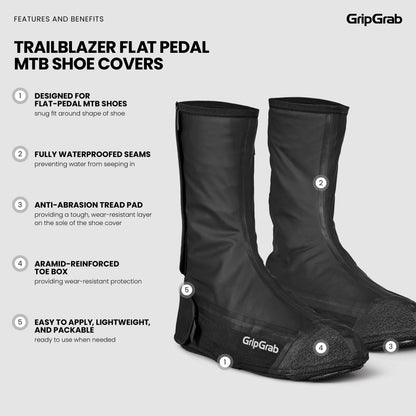 Copriscarpe GRIPGRAB TRAILBLAZER FLAT PEDAL MTB neri