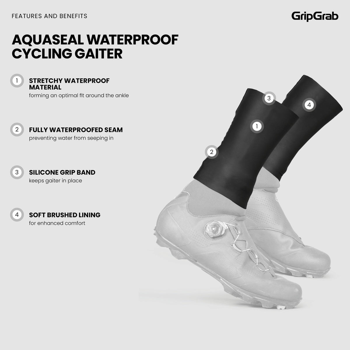 Ghette GRIPGRAB AQUASEAL WATERPROOF nere