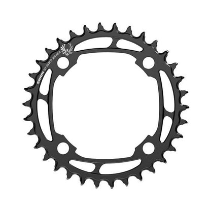 Corona monocorona SRAM EAGLE X-SYNC2 12 velocità in acciaio, a 4 fori da 104 mm — vista della corona su sfondo bianco