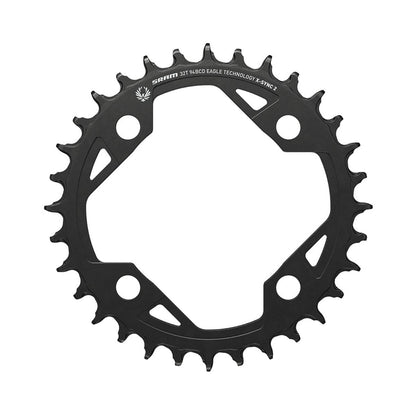 Corona monocorona SRAM X-SYNC 2 94BCD EAGLE EMTB 12 velocità a 4 fori da 94 mm — vista della corona su sfondo bianco