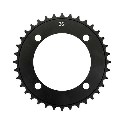 Corona monocorona TRUVATIV SS / DH 8/9 velocità a 4 fori da 104 mm — vista della corona su sfondo bianco