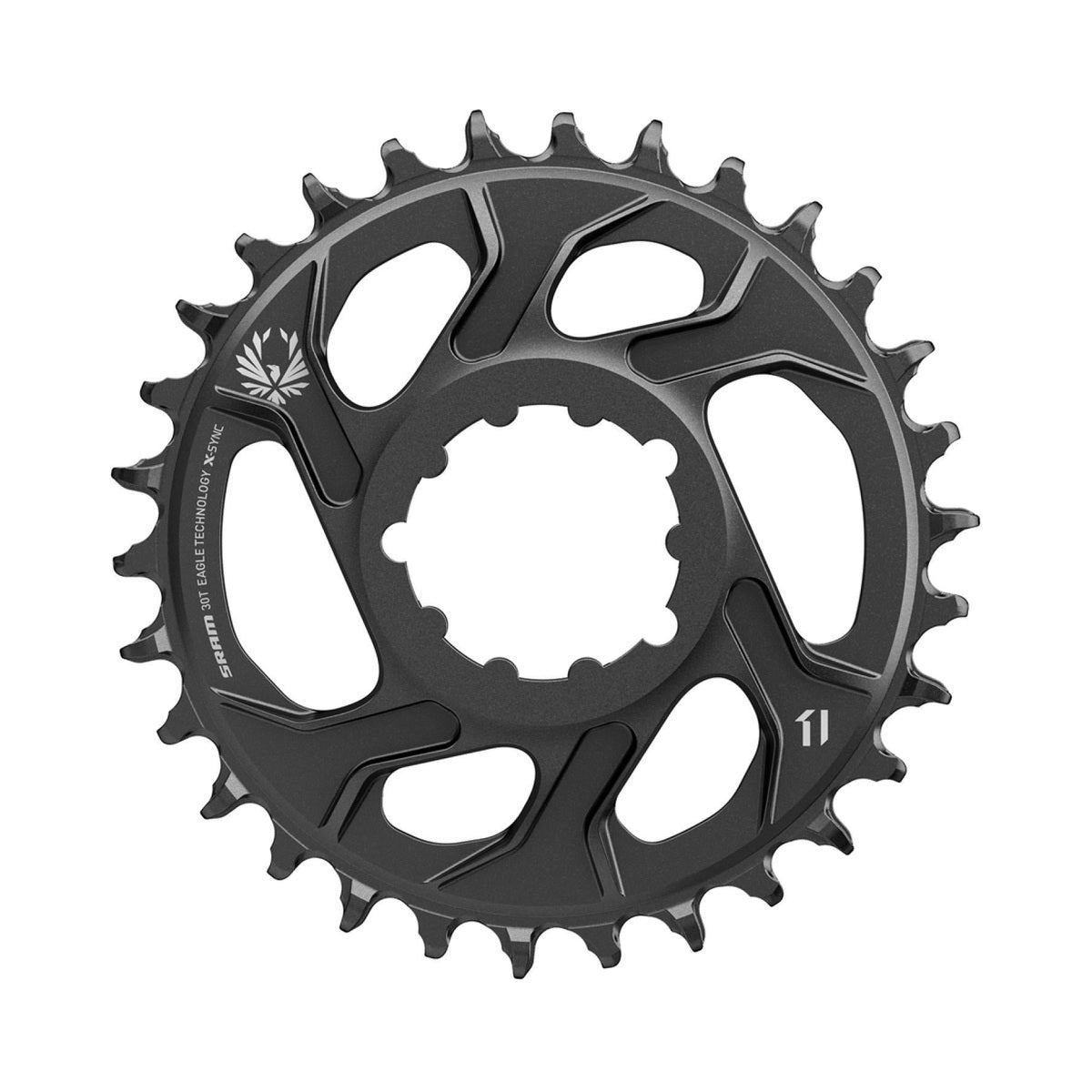 Corona monocorona SRAM X-SYNC 2 EAGLE 12 velocità ad attacco diretto, offset 4 mm, Cannondale AI — vista della corona su sfondo bianco