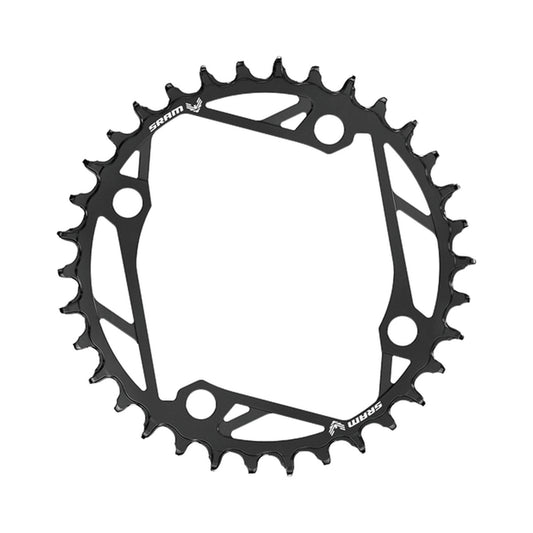 Plateau Mono SRAM T-TYPE EAGLE 12V 4 Trous 104mm Alu Noir — vue du plateau sur fond blanc