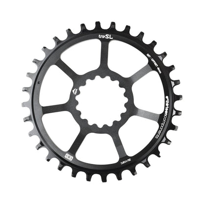 Corona monocorona E-THIRTEEN SL 10/11/12V Direct Mount Non Boost con offset di 8 mm — vista della corona su sfondo bianco