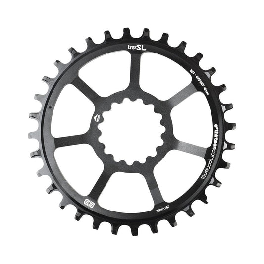 Corona monocorona E-THIRTEEN SL 10/11/12V Direct Mount Non Boost con offset di 8 mm — vista della corona su sfondo bianco