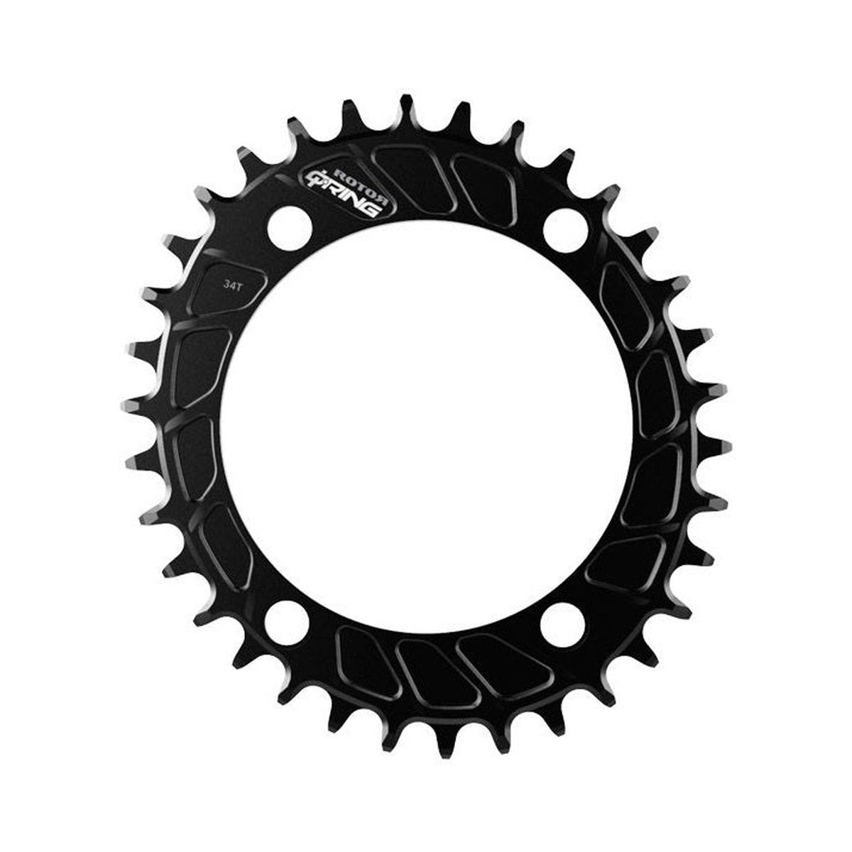 Corona ovale monocorona 11/12V ROTOR Q-RING MTB a 4 fori, 110 mm — vista della corona su sfondo bianco