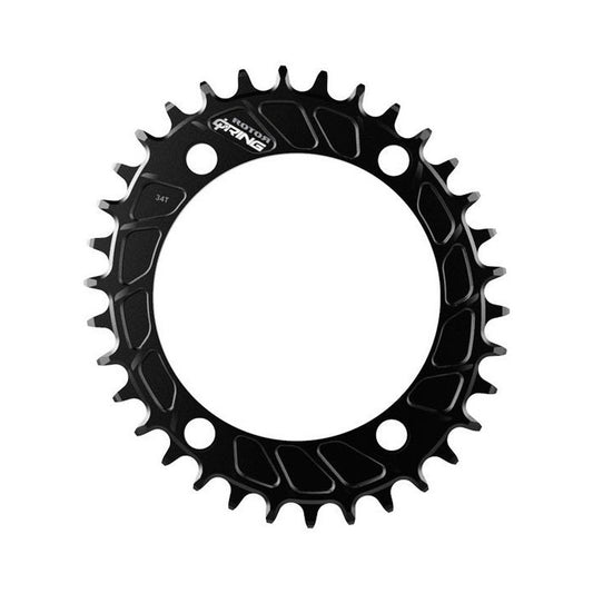 Corona ovale monocorona 11/12V ROTOR Q-RING MTB a 4 fori, 110 mm — vista della corona su sfondo bianco