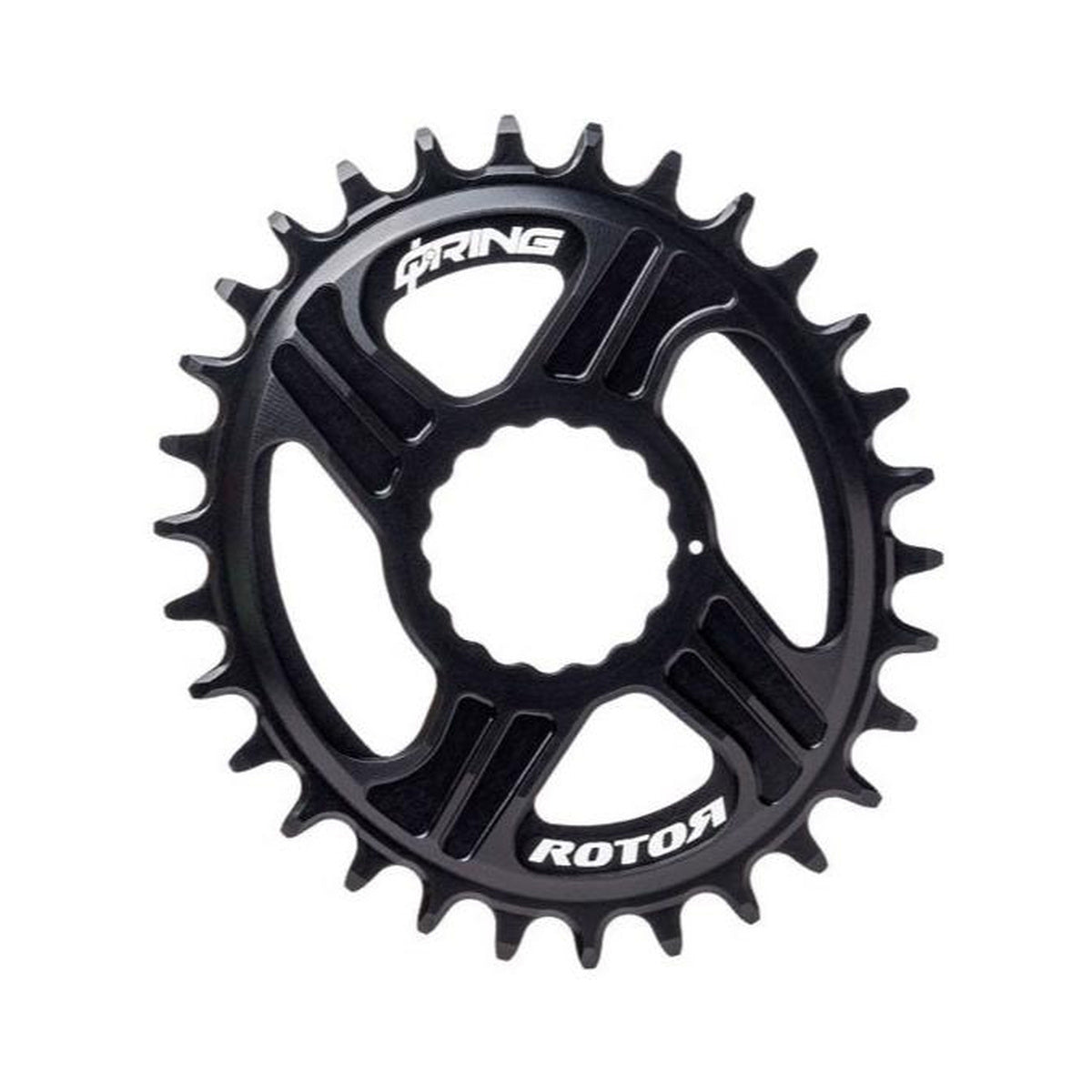 Corona monocorona ovale 10/11/12 velocità ROTOR Q-RING RaceFace Cinch a montaggio diretto — vista della corona su sfondo bianco