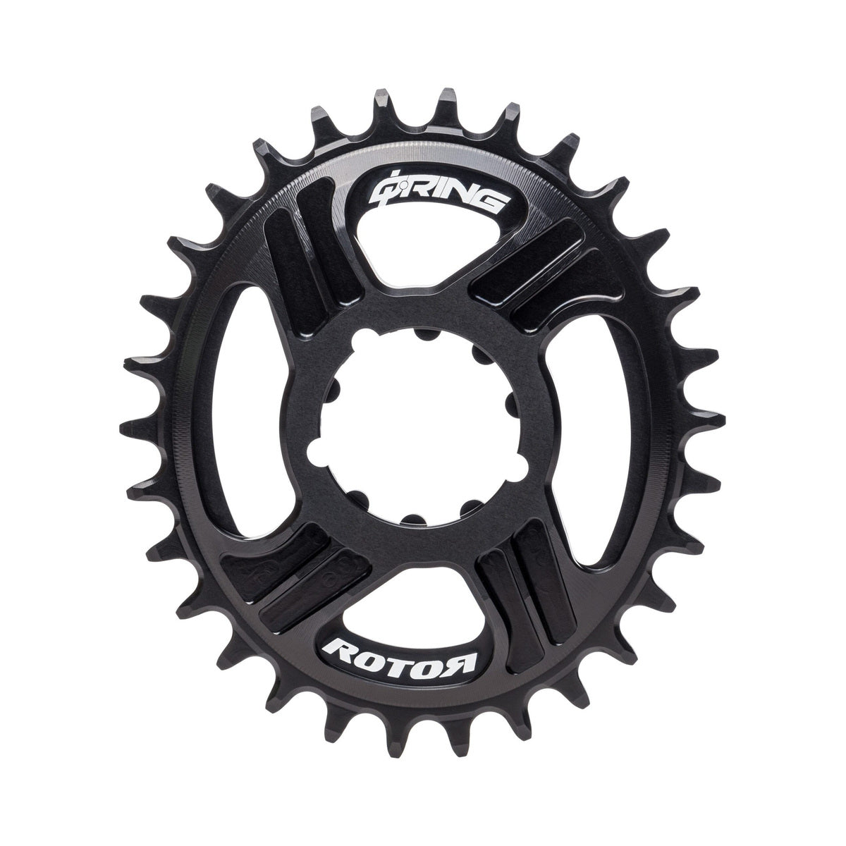 Corona monocorona ovale ROTOR Q-RING per SRAM, 11/12 velocità, ad attacco diretto, offset 6 mm — vista della corona su sfondo bianco