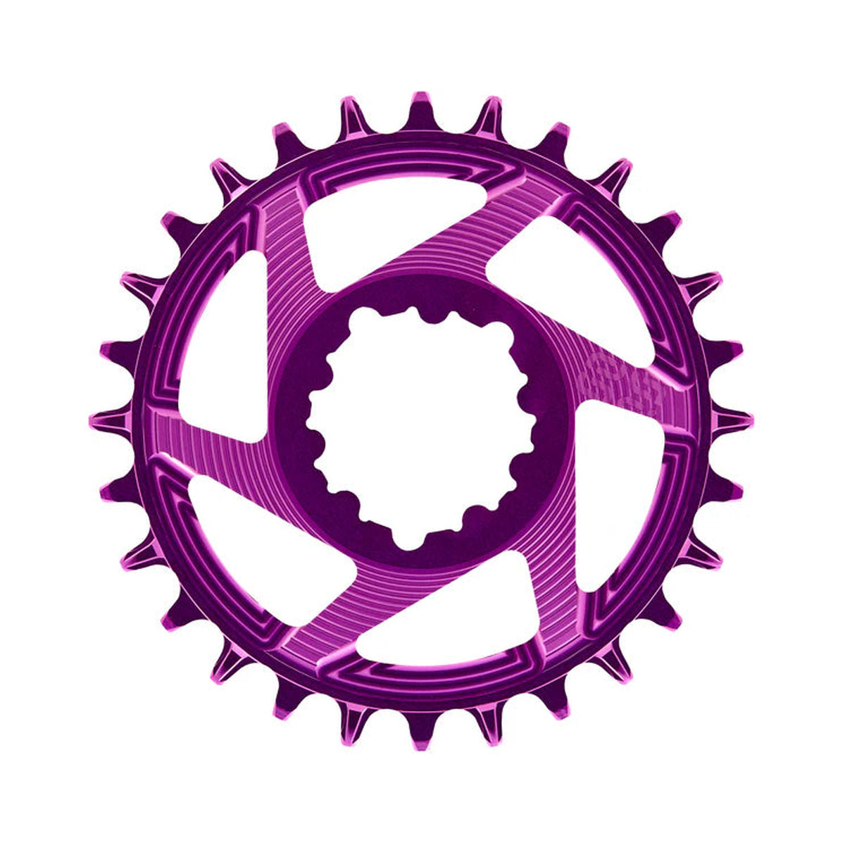 Corona monocorona E-THIRTEEN HELIX RACE 11/12 velocità a montaggio diretto SRAM Boost, disassamento 3 mm, viola — vista della corona su sfondo bianco