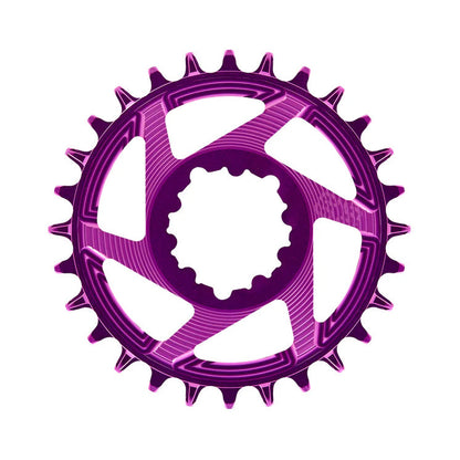 Corona monocorona E-THIRTEEN HELIX RACE 11/12 velocità a montaggio diretto SRAM Boost, disassamento 3 mm, viola — vista della corona su sfondo bianco