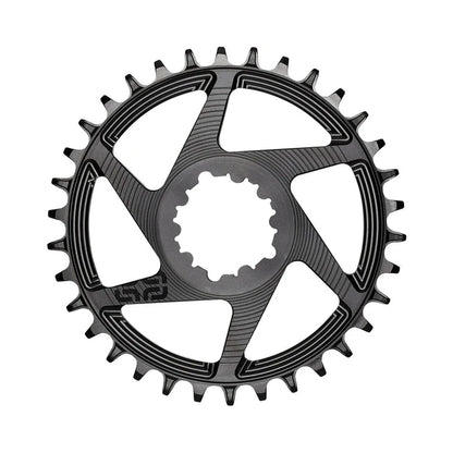 Corona monocorona E-THIRTEEN HELIX RACE 11/12 velocità a montaggio diretto SRAM Boost, disassamento 3 mm, nera — vista della corona su sfondo bianco
