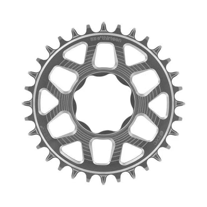 Corona monocorona E-THIRTEEN HELIX RACE E-SPEC 11/12 velocità a montaggio diretto TQ HPR50, argento — vista della corona su sfondo bianco