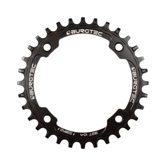 Corona monocorona BURGTEC E-BIKE THICK THIN interna 104 mm — vista della corona su sfondo bianco