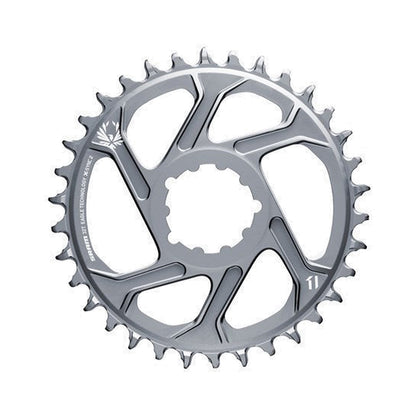 Corona monocorona SRAM X-SYNC 2 EAGLE 12 velocità a montaggio diretto, disassamento 6 mm, grigia — vista della corona su sfondo bianco