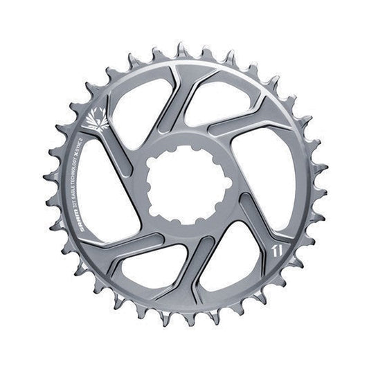 Corona monocorona SRAM X-SYNC 2 EAGLE 12 velocità a montaggio diretto, disassamento 6 mm, grigia — vista della corona su sfondo bianco