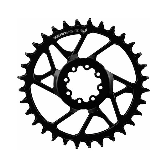 Corona monocorona SRAM S1000 T-TYPE EAGLE BOOST 12 velocità in alluminio, a montaggio diretto, disassamento 3 mm, nera — vista della corona su sfondo bianco