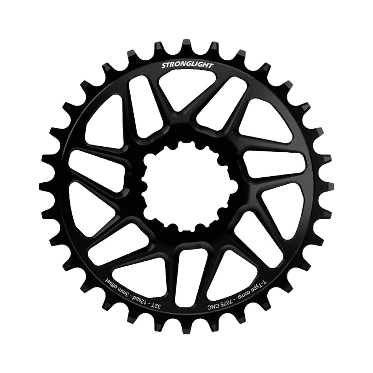 Corona monocorona STRONGLIGHT SRAM EAGLE SX/NX/GX/X01 12 velocità a montaggio diretto, disassamento 3 mm, Boost — vista della corona su sfondo bianco