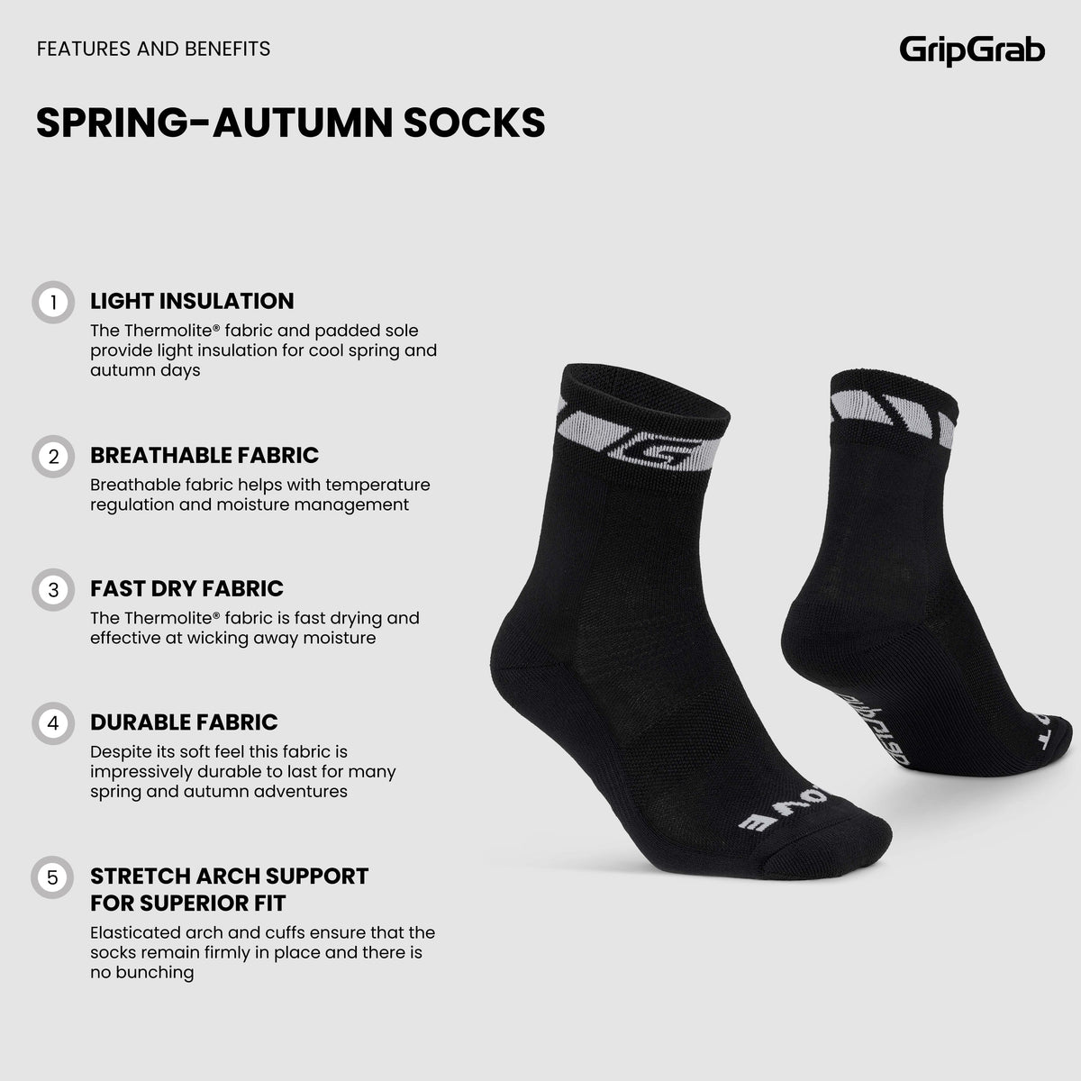 Calze GRIPGRAB SPRING AUTUMN nere