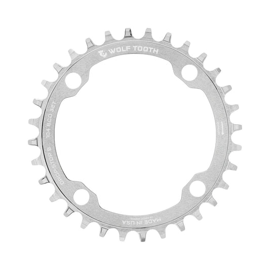 Corona monocorona WOLF TOOTH DROP-STOP B 104 mm argento grezzo — vista della corona su sfondo bianco
