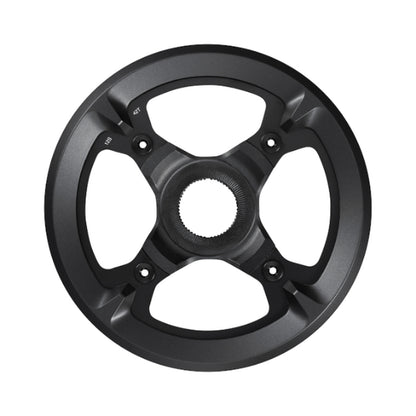 Corona monocorona per e-bike SHIMANO SM-CRE70-12 12 velocità, guidacatena doppio — vista della corona su sfondo bianco