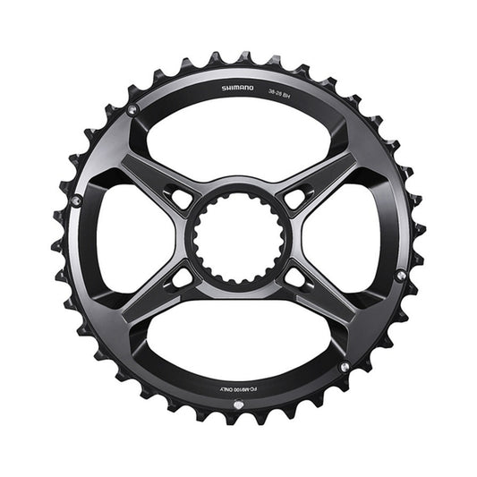 Corona esterna SHIMANO XTR per FC-M9100-2 (28-38 denti) 12 velocità — vista della corona su sfondo bianco