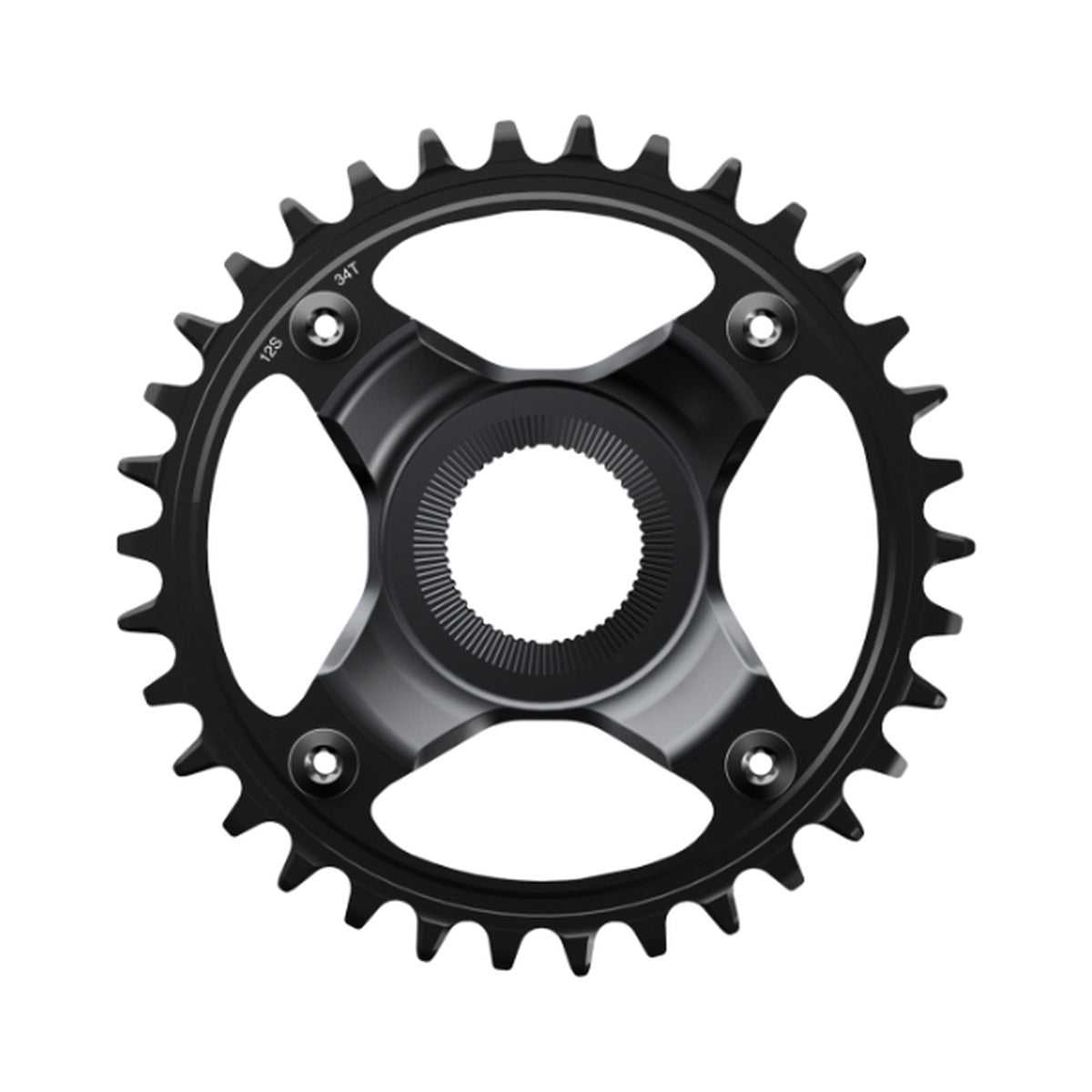 Corona monocorona per e-bike SHIMANO SM-CRE80-12-SB 12 velocità, linea catena 56,5 mm — vista della corona su sfondo bianco