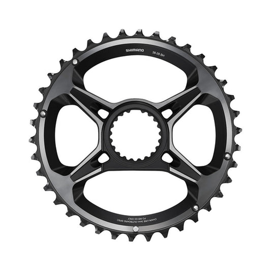 Corona esterna SHIMANO XTR per FC-M9120-B2 (28-38 denti) 12 velocità — vista della corona su sfondo bianco