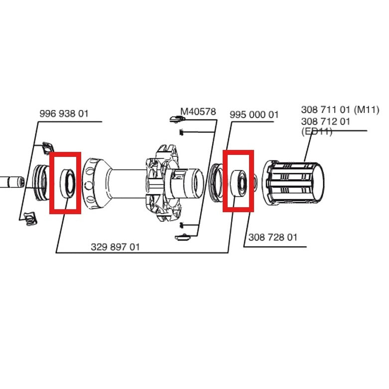CUSCINETTI MOZZO POSTERIORE MAVIC QRM SL 15X24X5 (6802) + 9X22X7 (B9)