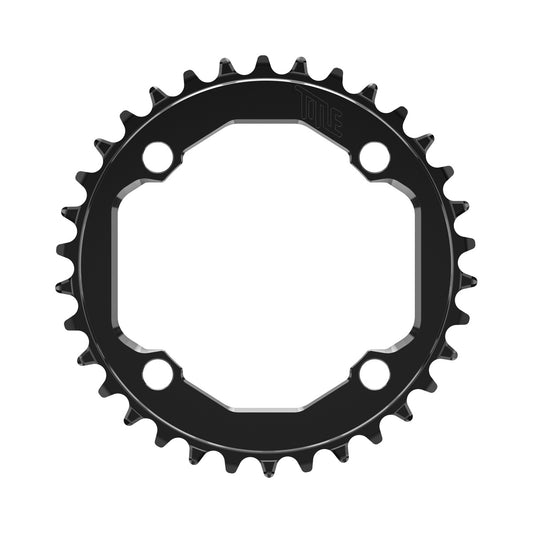 Corona TITLE CR1-E 12V SHIMANO 104 BCD nera — vista della corona su sfondo bianco