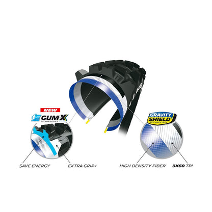 Pneumatico MICHELIN E-WILD FRONT 27.5x2.60 GUM-X Tubeless Ready Pieghevole