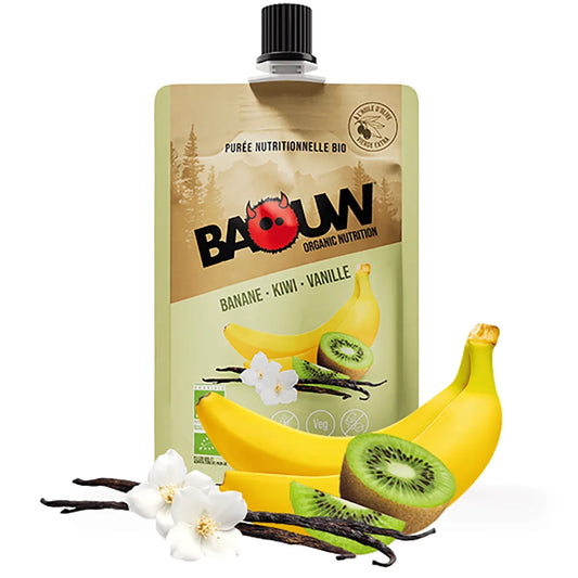 Ricetta purea energetica biologica BAOUW con frutti di banana/kiwi/vaniglia (90g)