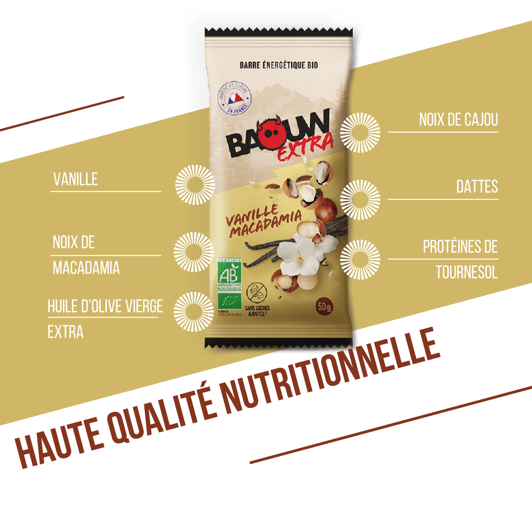 BAOUW ORGANIC EXTRA Vaniglia-Macadamia Barretta energetica (50g)