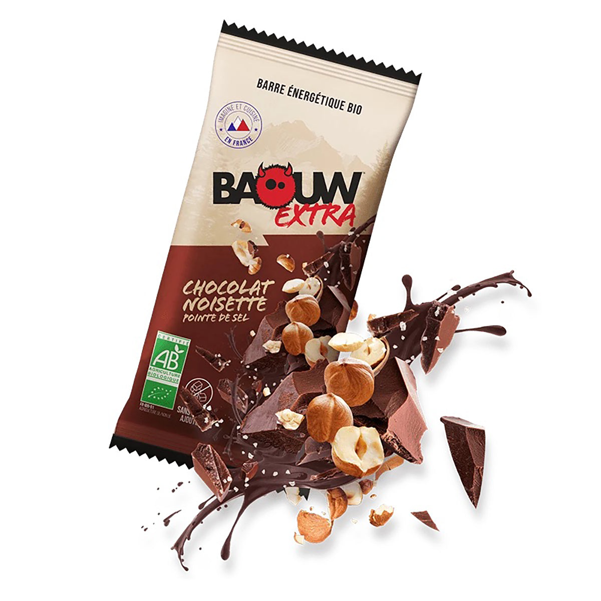 BAOUW BIO EXTRA Barretta energetica al cioccolato e nocciole (50g)