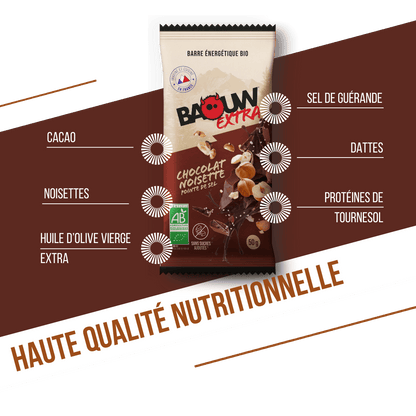 Barretta Energetica BAOUW BIO EXTRA Cioccolato-Nocciola (50g)