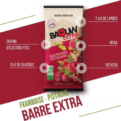 Barretta Energetica BAOUW BIO EXTRA Lampone-Pistacchio (50g)