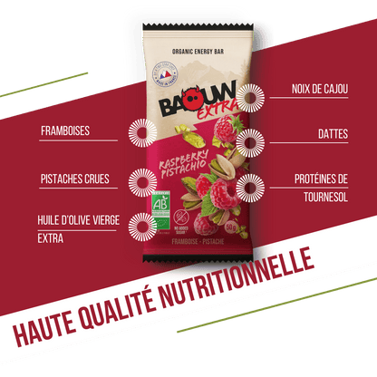 Barretta Energetica BAOUW BIO EXTRA Lampone-Pistacchio (50g)
