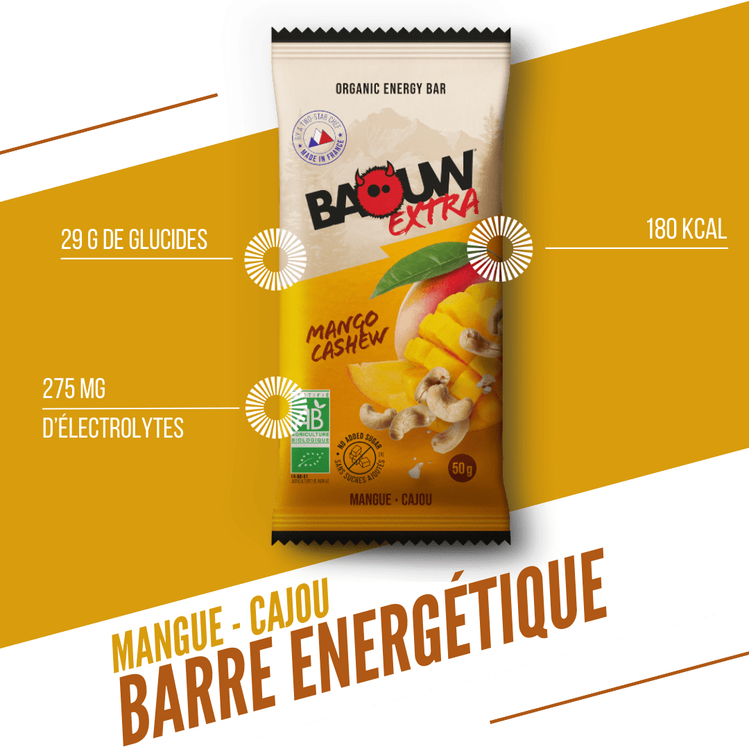BAOUW ORGANIC EXTRA Barretta energetica al mango e anacardi (50 g)