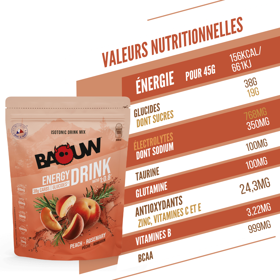 BAOUW ISOTONIC Bevanda energetica (585 g) Pesca Rosmarino
